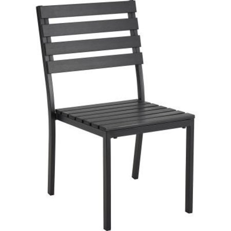 GEC Global Industrial Stackable Outdoor Dining Armless Chair, Black, 4 Pack 436986BK